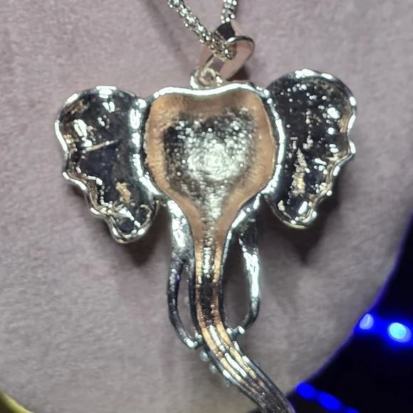 Betsey Johnson Pearl Elephant Pendant Necklace with Red Accent - Picture 2 of 3